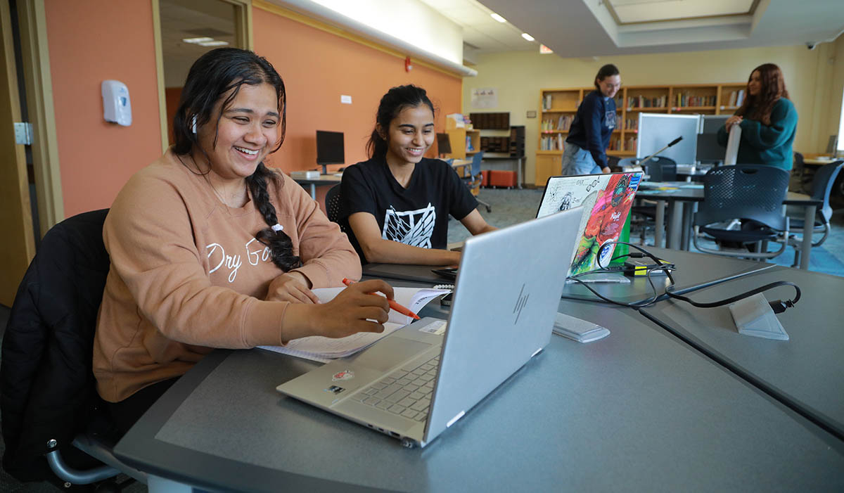 students in the Carver Center