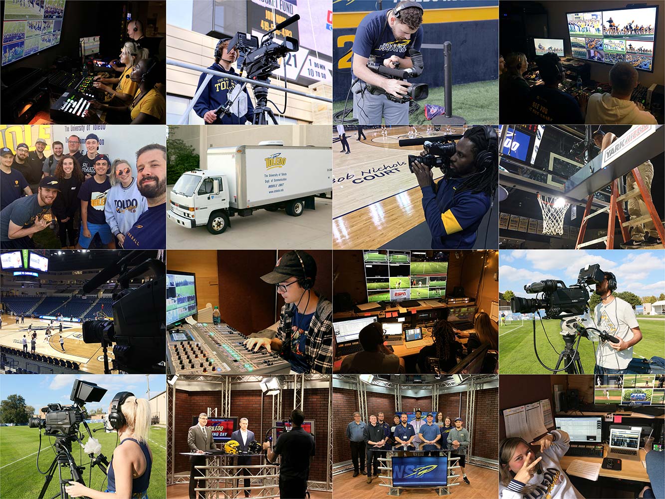 collage of espn sporting events that students worked