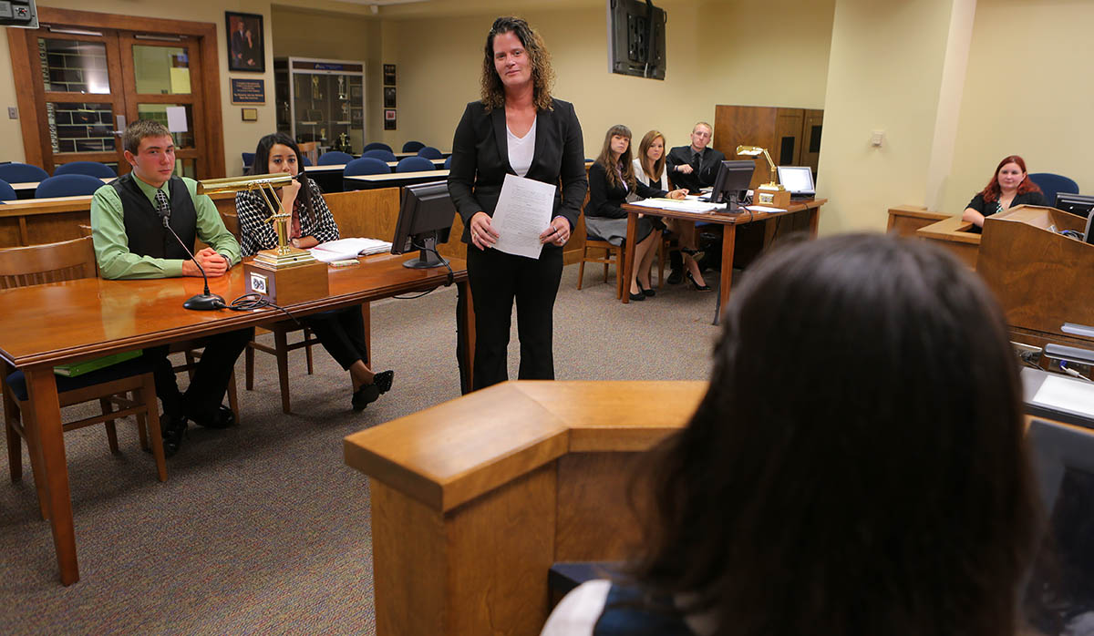 students in mock courtroom