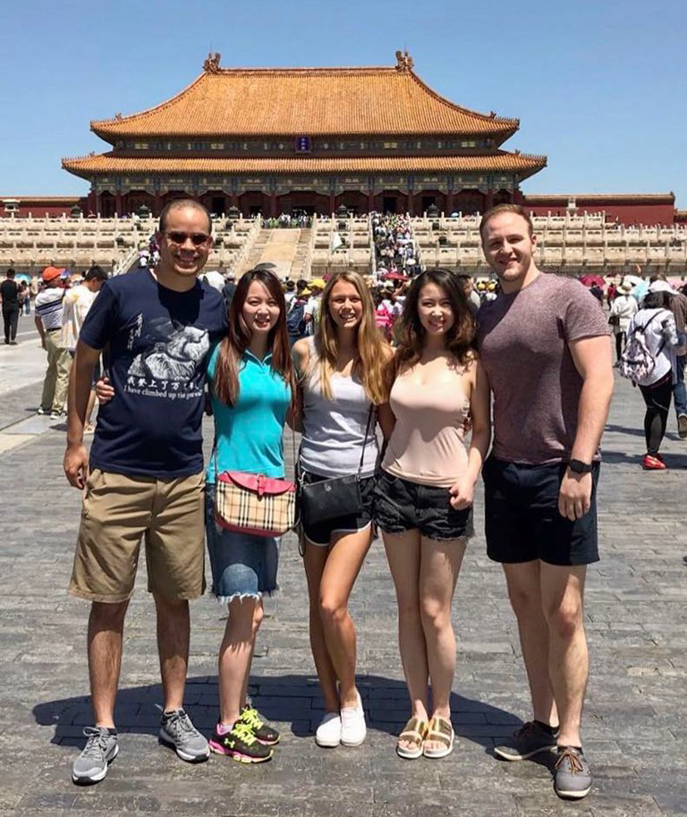 Students at the Great Wall of China