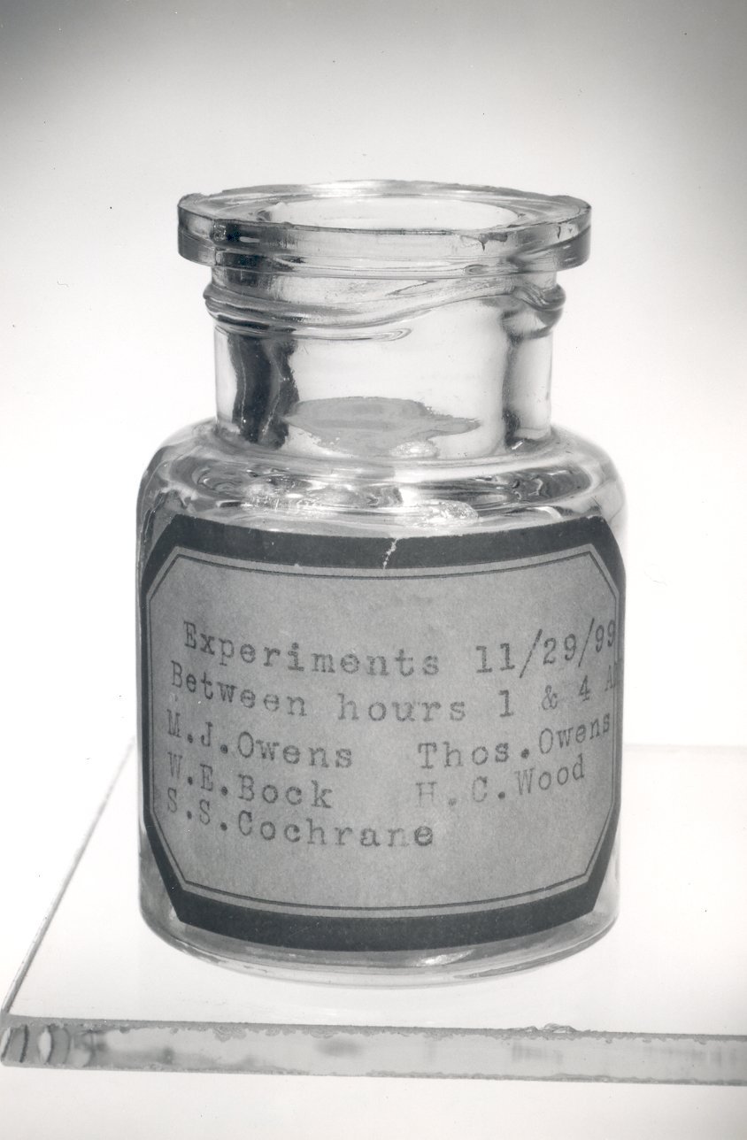 Bottle produced on a bottle machine prototype. 1899