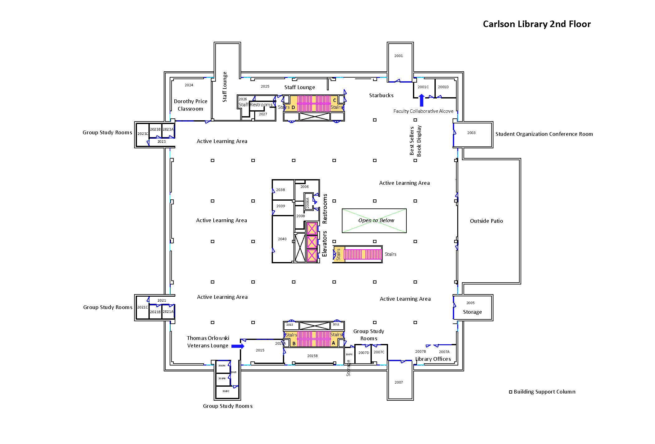 Carlson Library Second Floor Map
