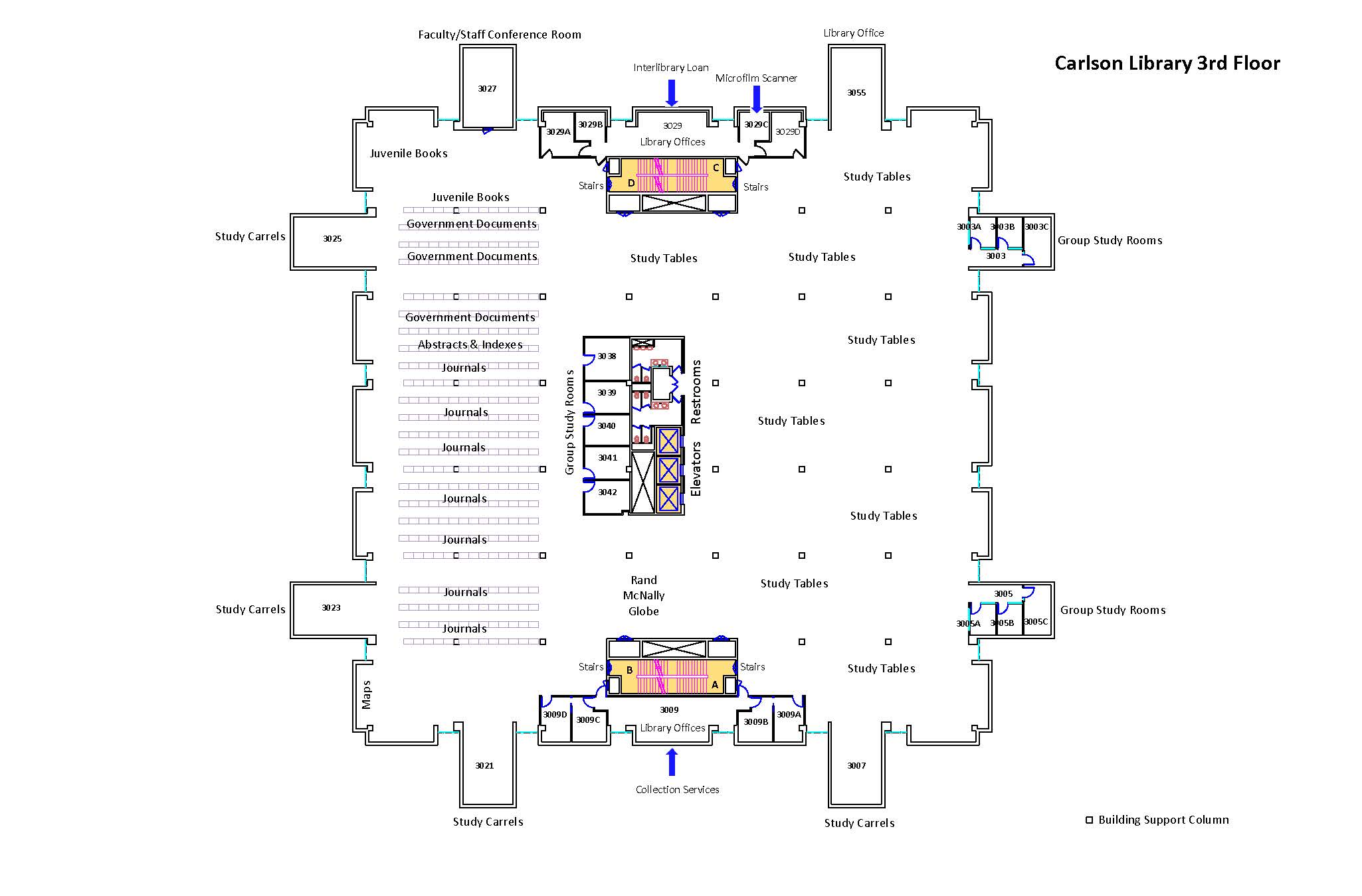 Carlson Library Third Floor Map