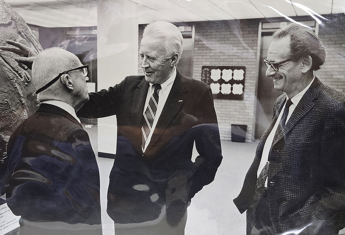 President Carlson in the completed Carlson Library, 1972