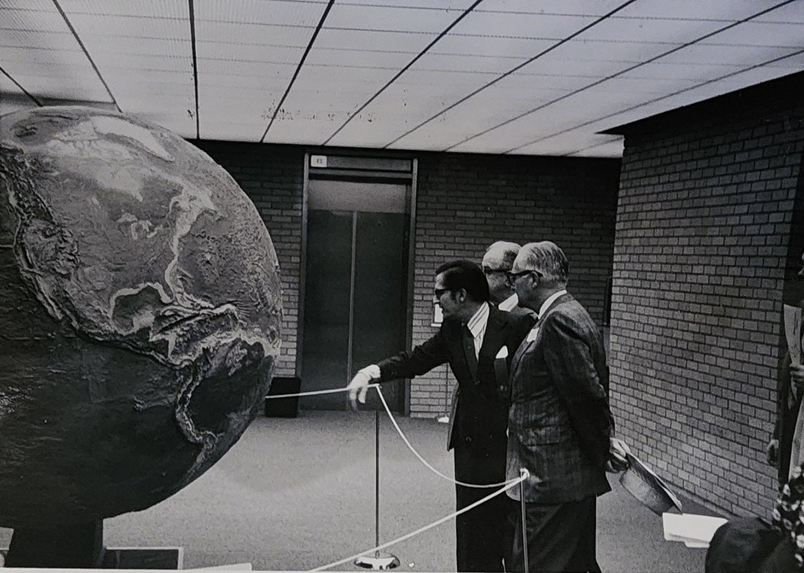 The Geophysical Globe on the third floor of Carlson Library