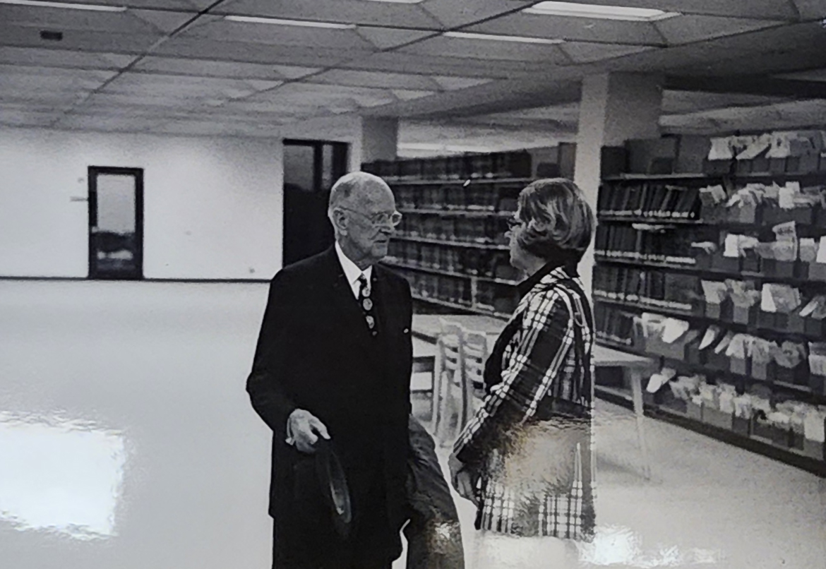 Ward M. Canaday and Mary Gillham in Carlson Library Ward M. Canaday and Mary Gillham in Carlson Library