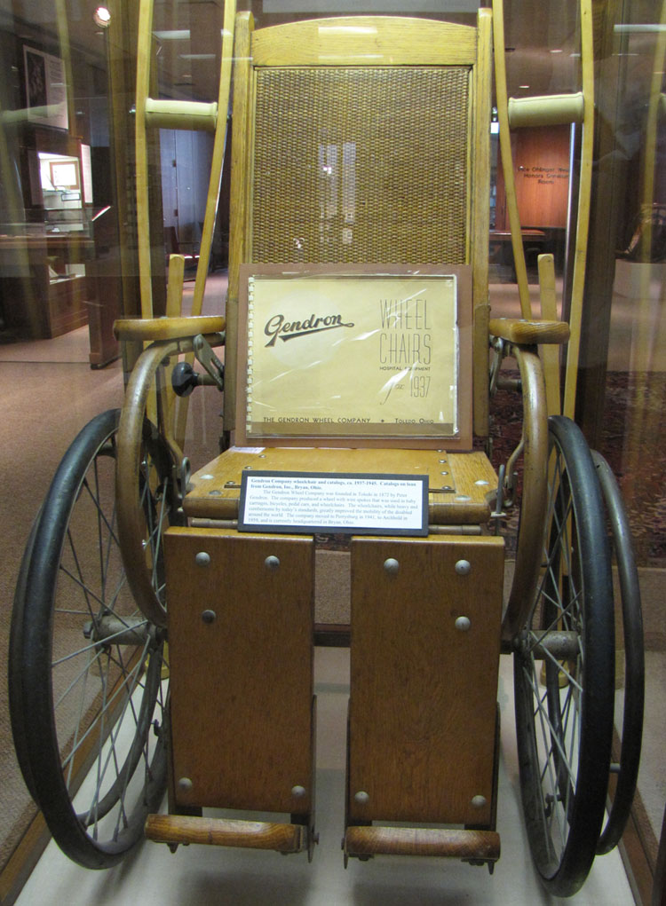 Front view of the wheelchair in exhibit