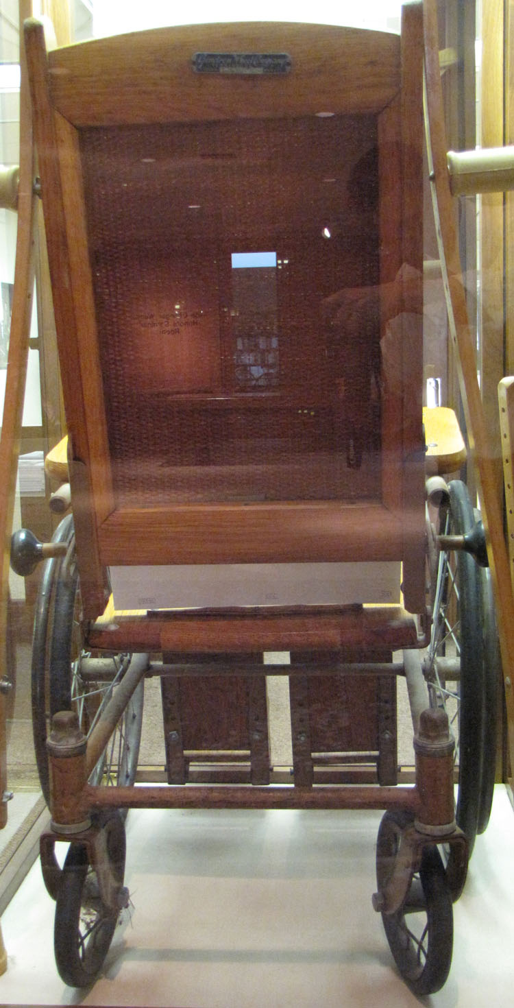 Rear view of the wheelchair in exhibit