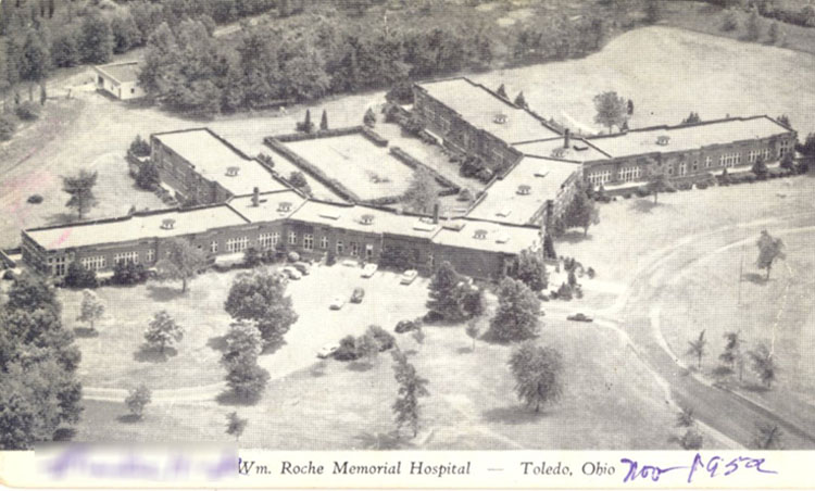 Postcard showing Wm Roche Memorial Hospital