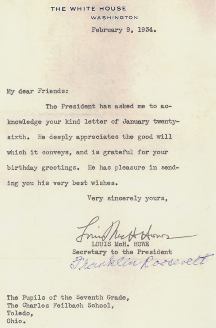 Letter from the White House Secretary