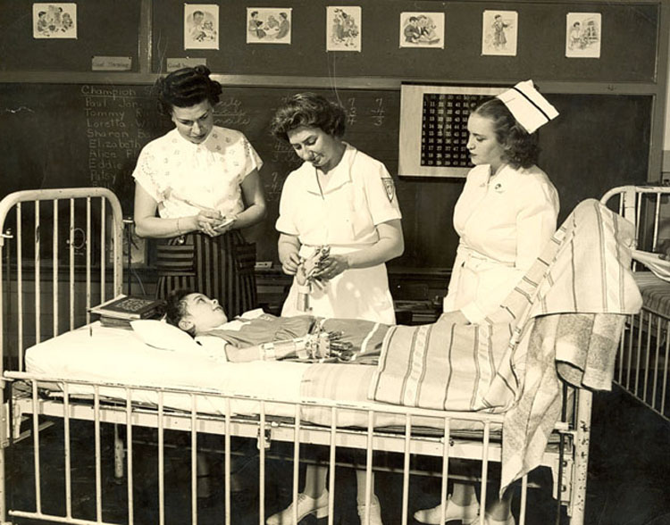 Treatment of children with polio at the Crippled Children's Home