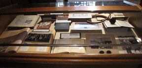 Flat case displaying exhibits related to blind and deaf persons, right side