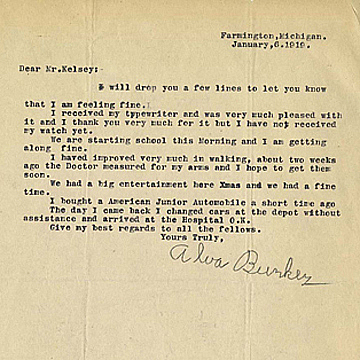 Bunker's typed letter