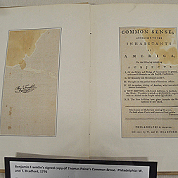 Benjamin Franklin’s signed copy of Thomas Paine’s Common Sense