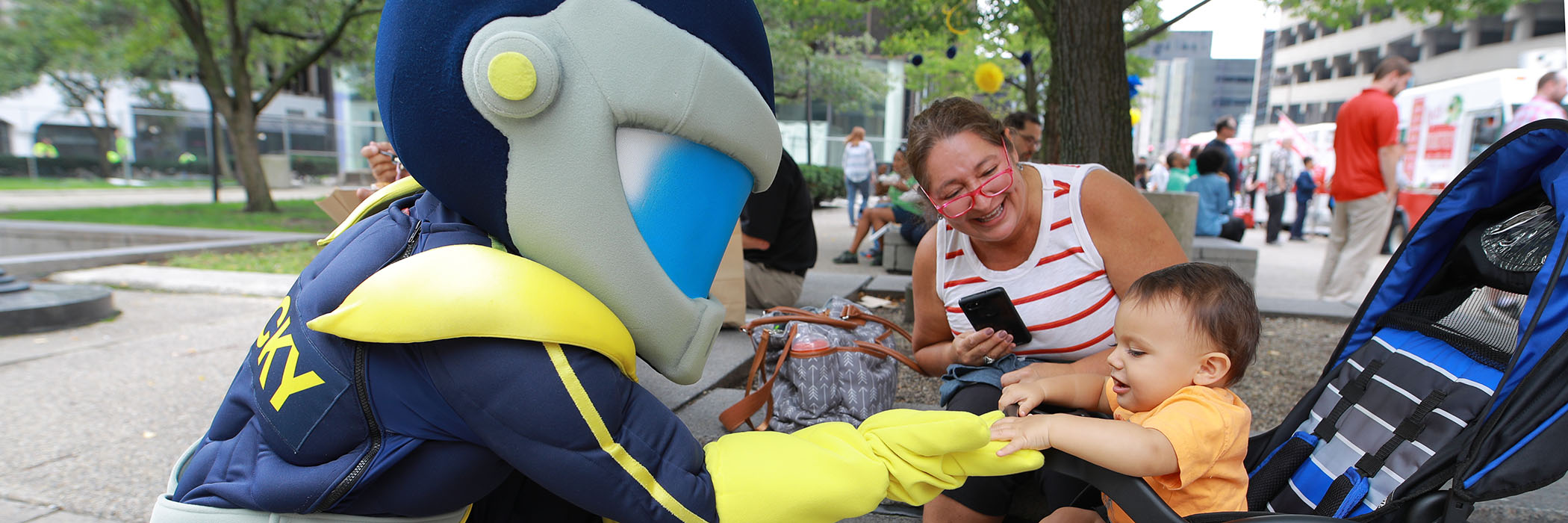 Rocky interacting at an event in the community