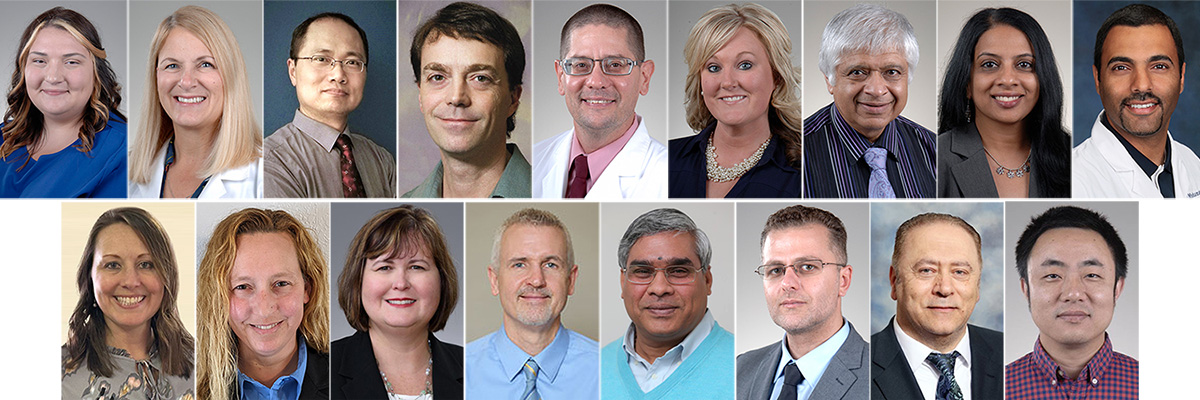 Headshots of the 17 faculty and staff members who are being honored in 2023