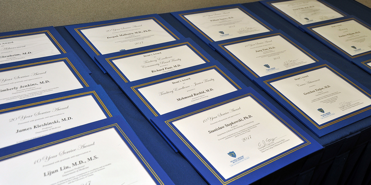 Photo of award certificates
