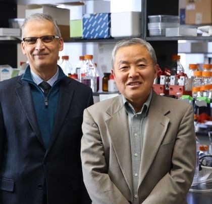 News announcement photo of COMLS Dean, Dr. Imran Ali, and Dr. JT Zhang