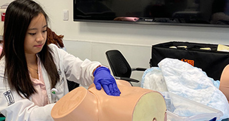 Student in simulation lab.