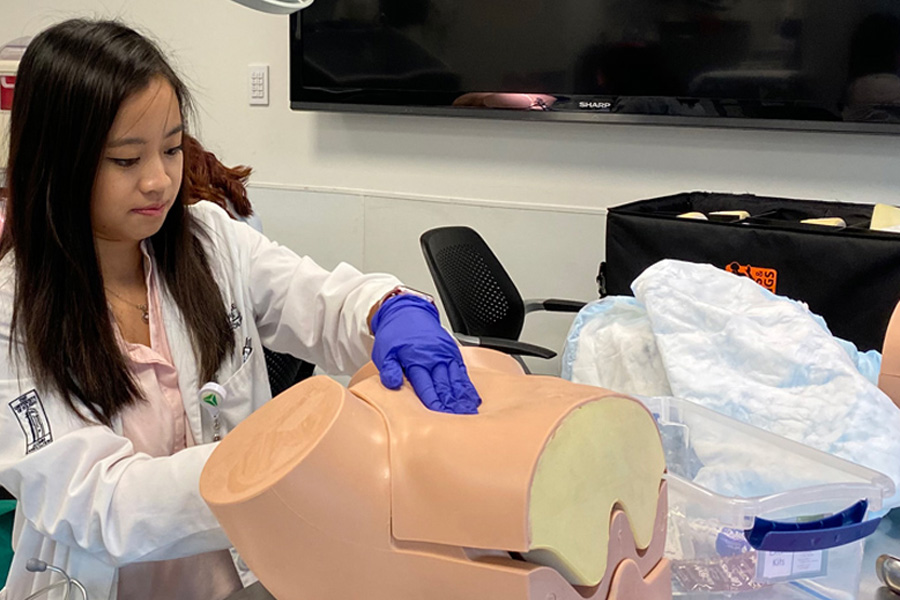 Student in the simulation lab.