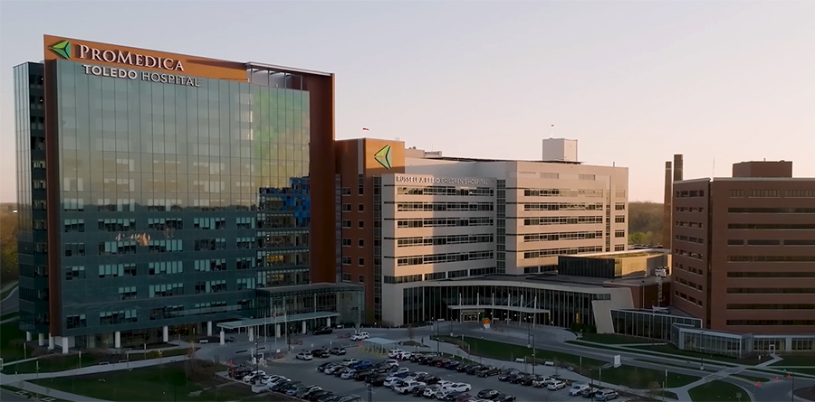 Aerial photo of ProMedical Toledo Hospital campus.