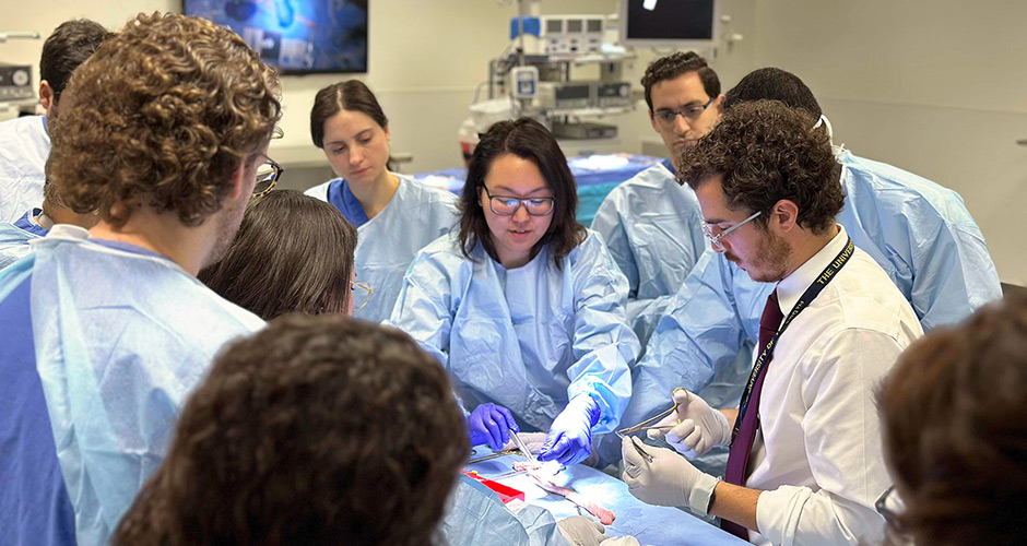 Surgery residents in the Simulation Center.