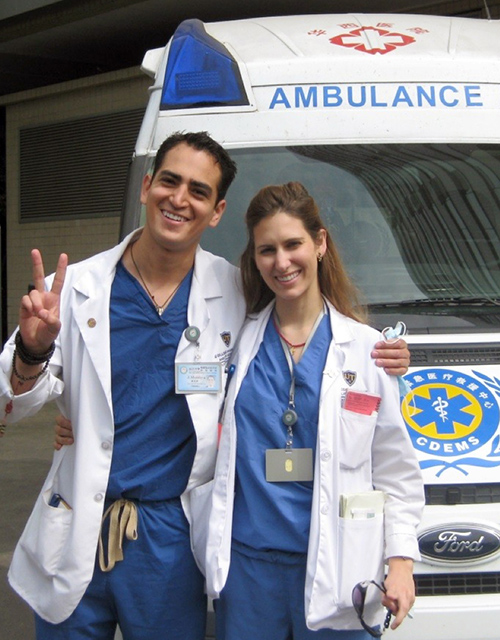 Students in front of ambulance 