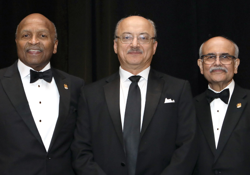 Dr. Munier Nazzal (middle) with Steering Committee Co-Chairs Dr. L.D. Britt and Dr. Ajit K. Sachdeva.