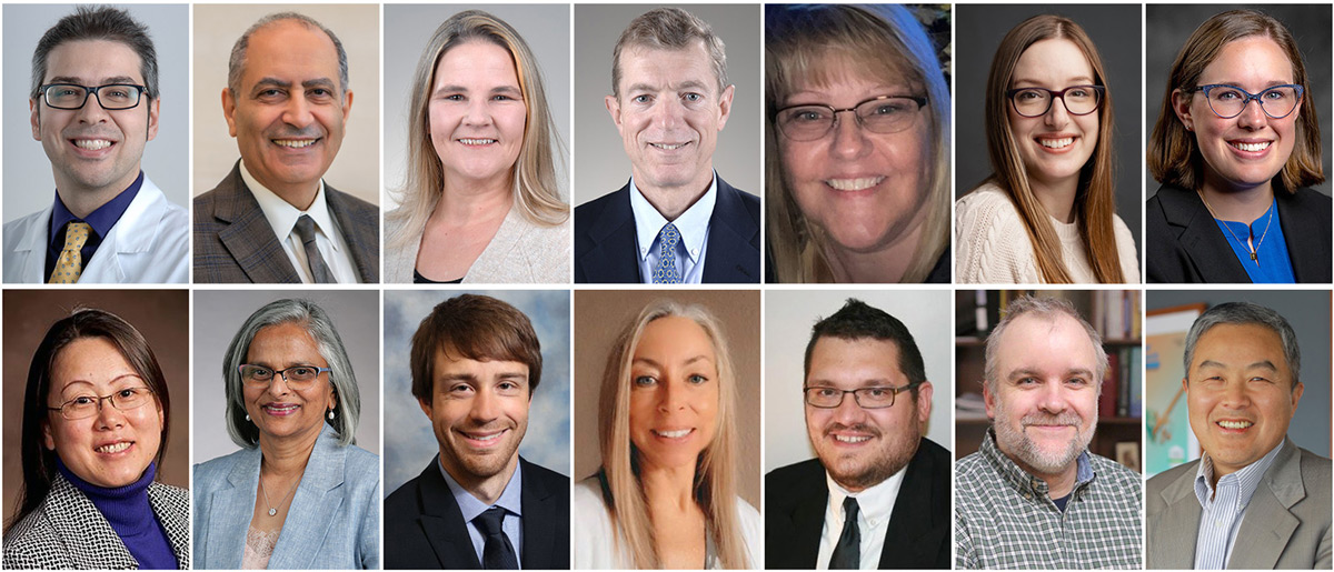 Headshots of the 14 faculty and staff members who are being honored in 2025