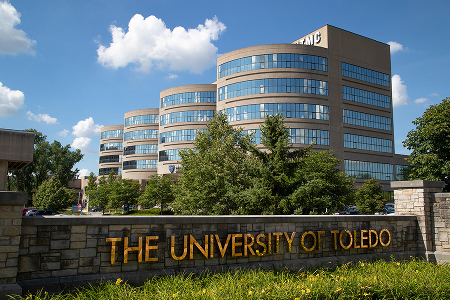 UTMC building with The University of Toledo sign below.