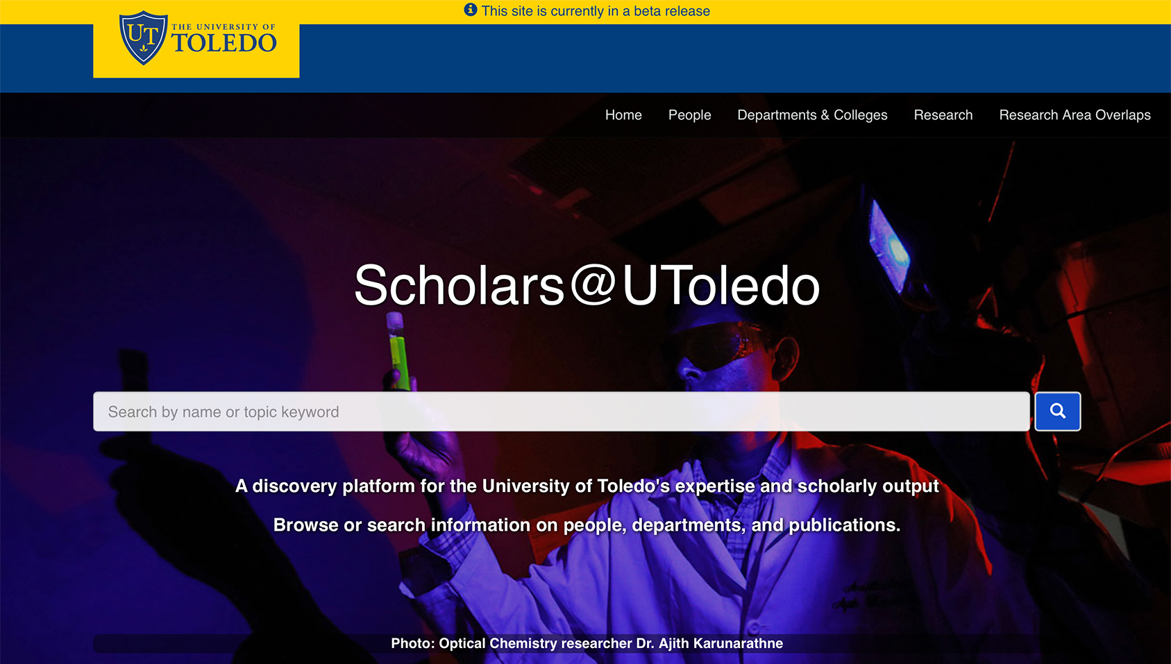 Screenshot of UToledo Scholars Platform
