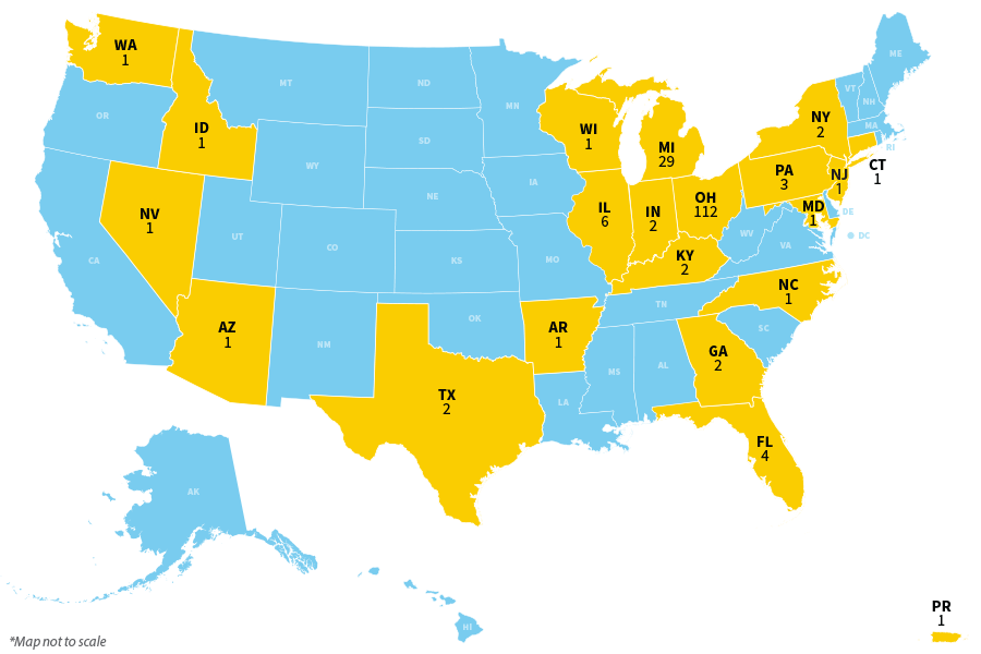 Class of 2023 map with marked states