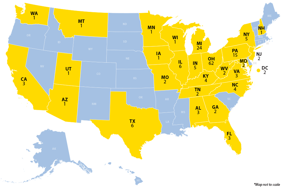 Map of 2019 Match Day results