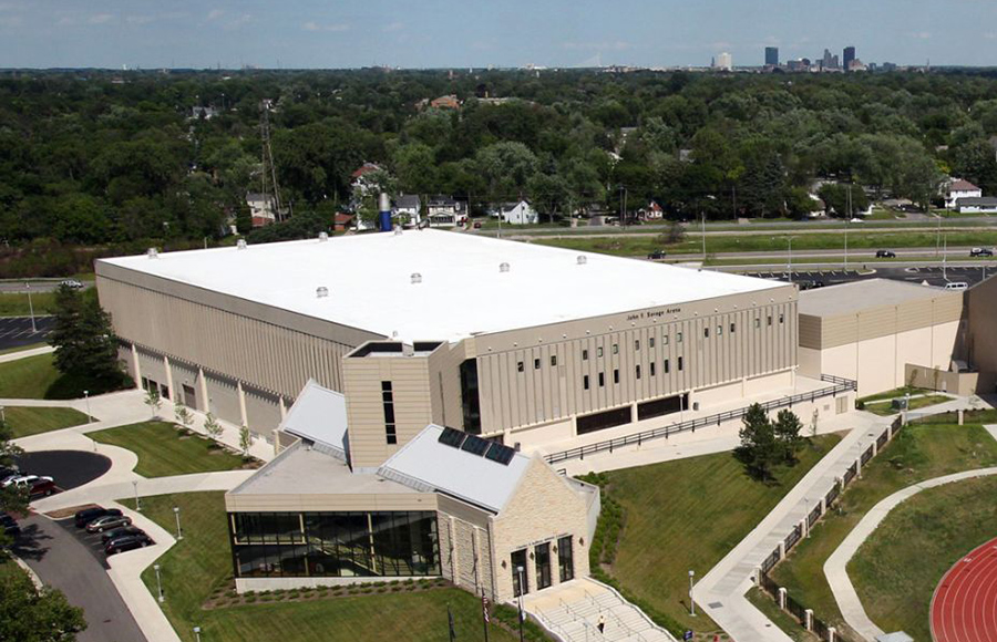 Aerial view of John F. Savage Arena