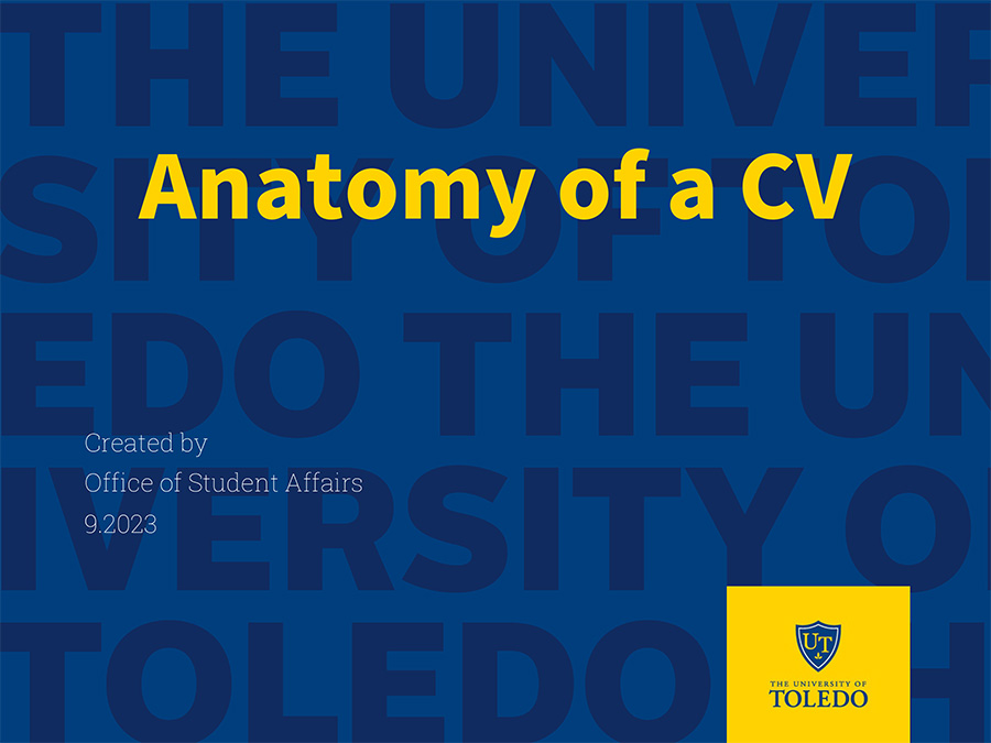 PowerPoint screenshot of title slide: Anatomy of a CV