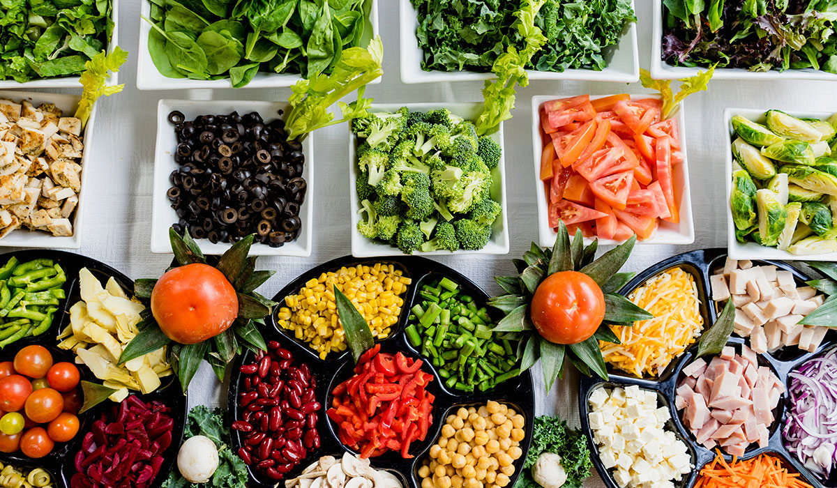 A stock image of a variety of fresh food options, including vegetables.