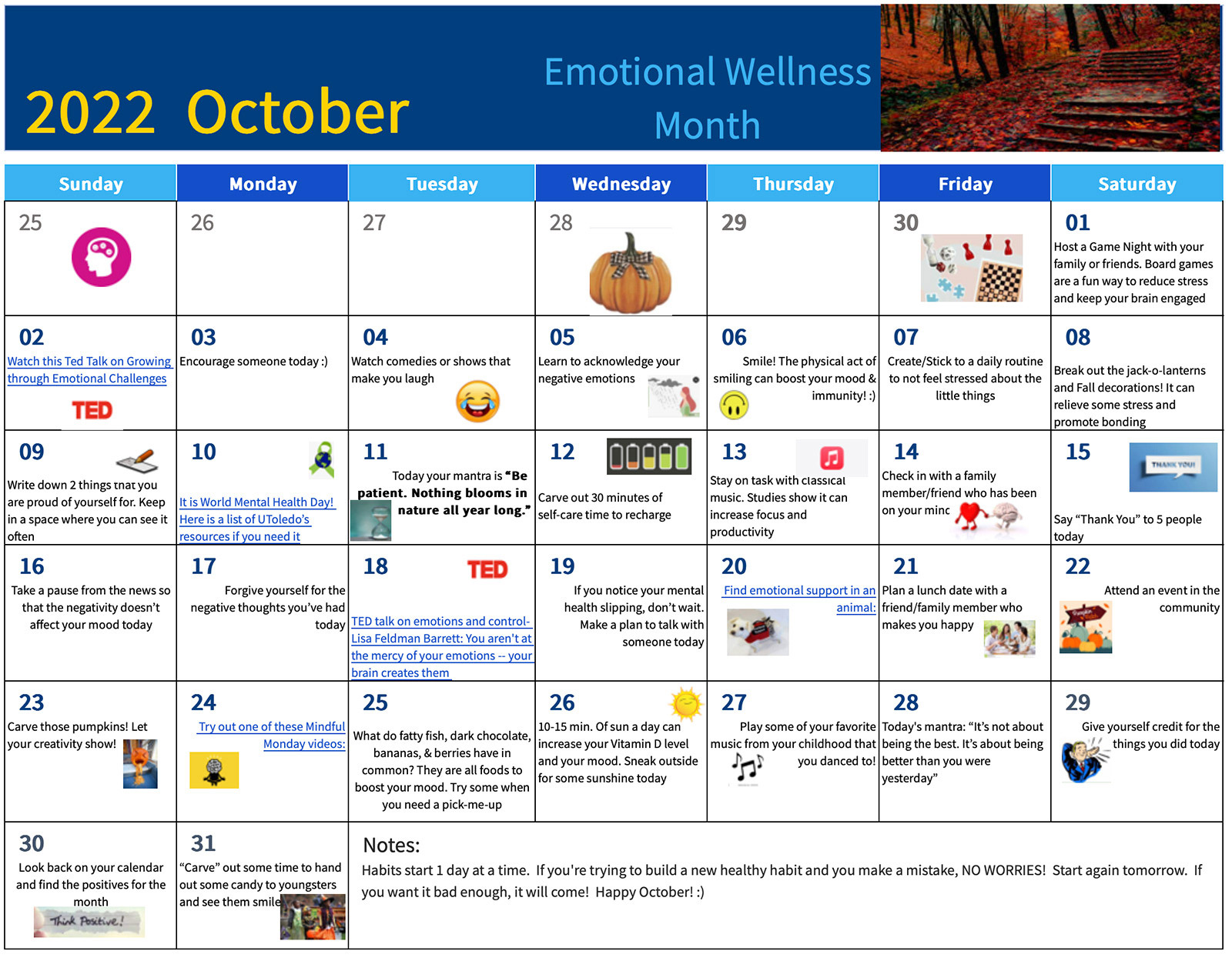 Wellness Calendar for October