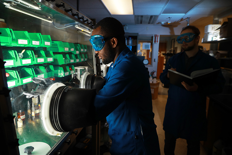 Student in chemistry lab