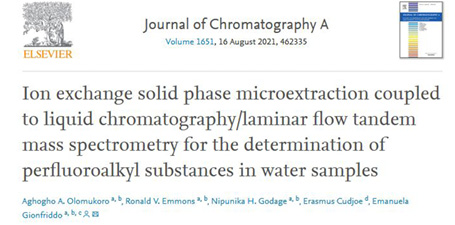 Ion exchange solid phase microextraction coupled to liquid chromatography/laminar flow tandem mass spectrometry for the determination of perfluoroalkyl substances in water sample