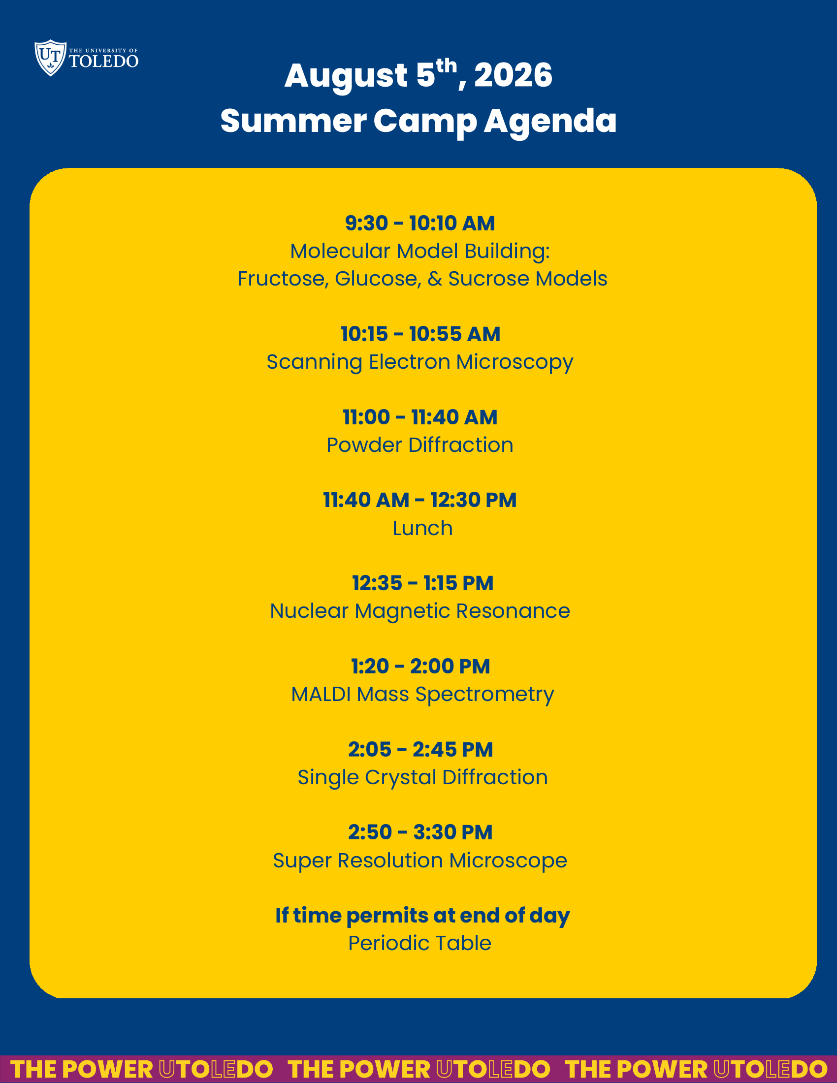 Agenda for Instrumentation Center Summer Camp 2026