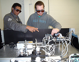 Students working the lab
