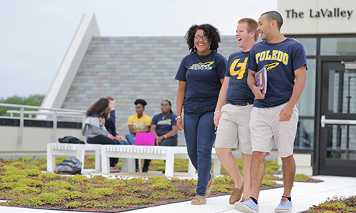 students on rooftop