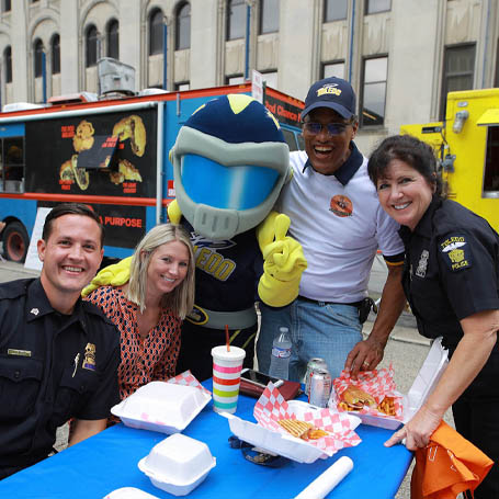 Rocky downtown Toledo with community members