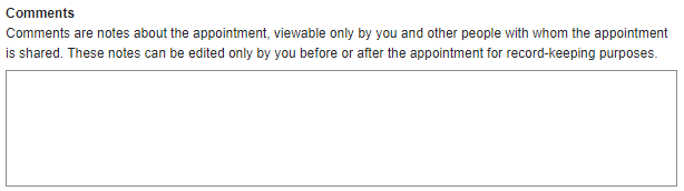 Comment Appointment Notes