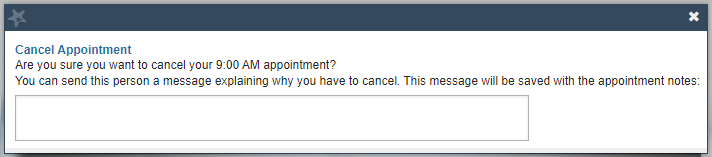 Cancel Appointment Message