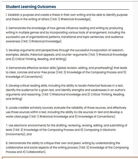 example of studnet learning outcomes