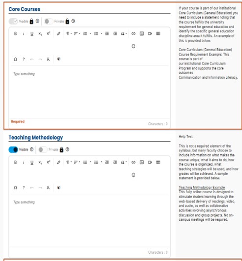 core courses and teaching mrrthodology screen shot of simple syllabus
