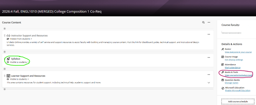 screen shot of blackboard course file