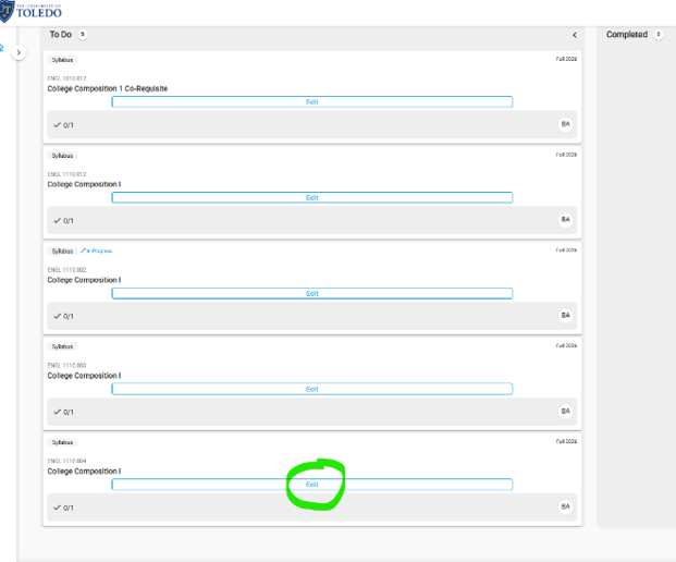 Simple Syllabus screen shot of course overview section