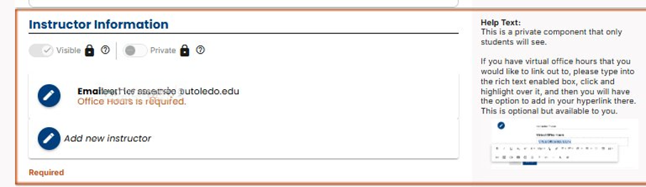simple syllabus screen shot of instructor information scetion